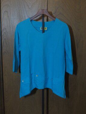 NEW WITH TAGS Palm Grove Petite Large Pullover Top Fish Appliqué Resort Cruise V